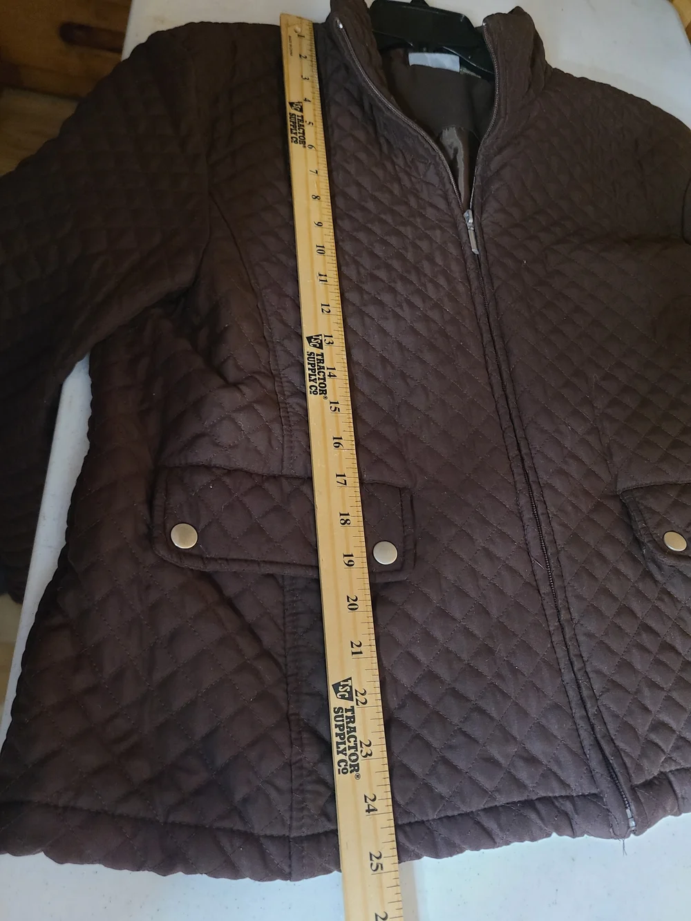 Jane Ashley Brown Quilted Full Zip Jacket Plus Size XL Lightweight Puffer